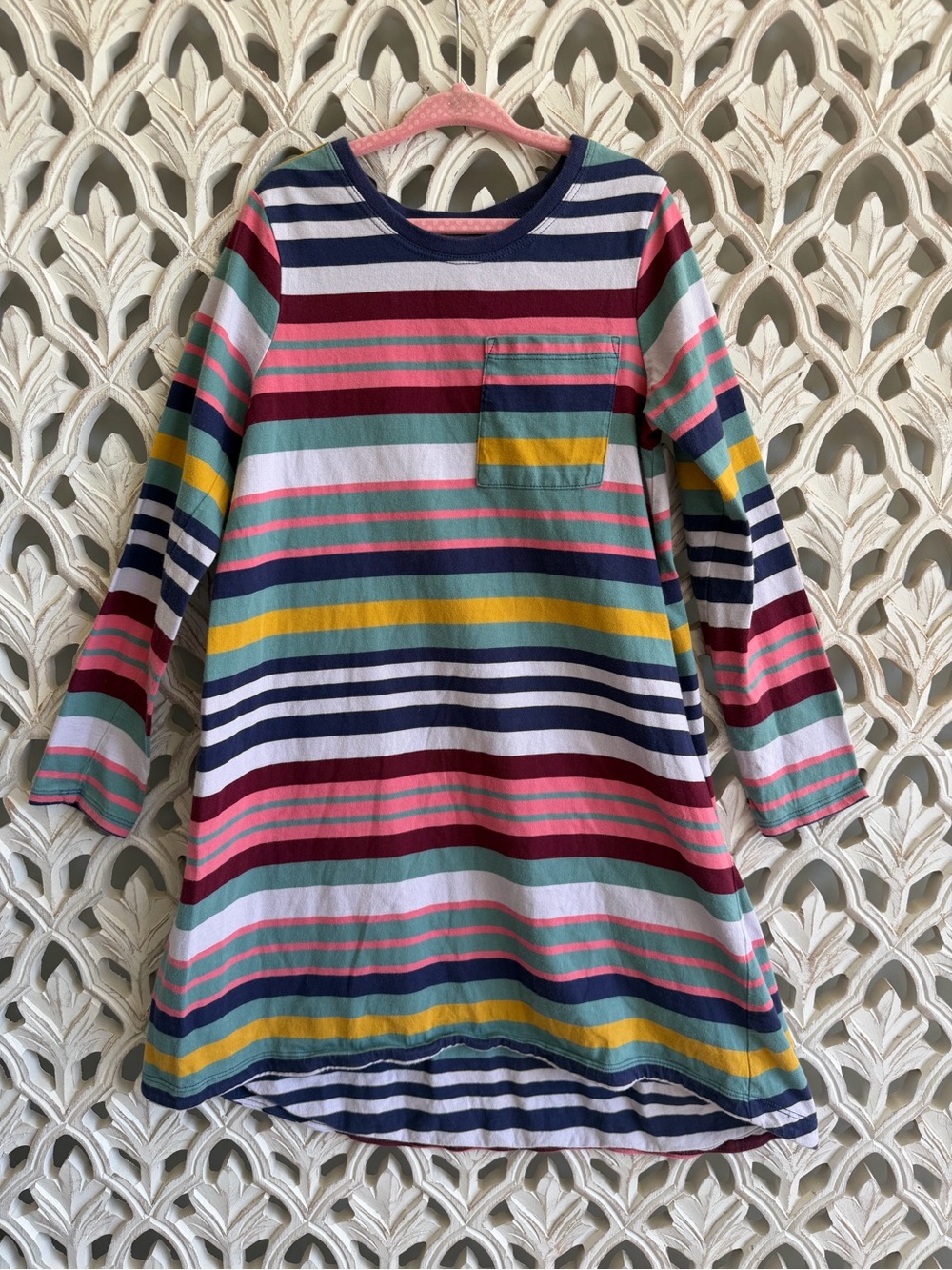 Tea Collection Girls Striped Long Sleeve Pocket Dress Size 7